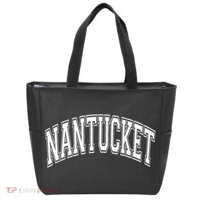 Nantucket Massachusetts Varsity Style Pink With White Text Tote Bag