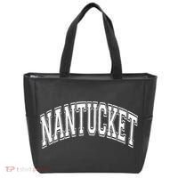 Nantucket Massachusetts Varsity Style Pink With White Text Tote Bag thumb 0