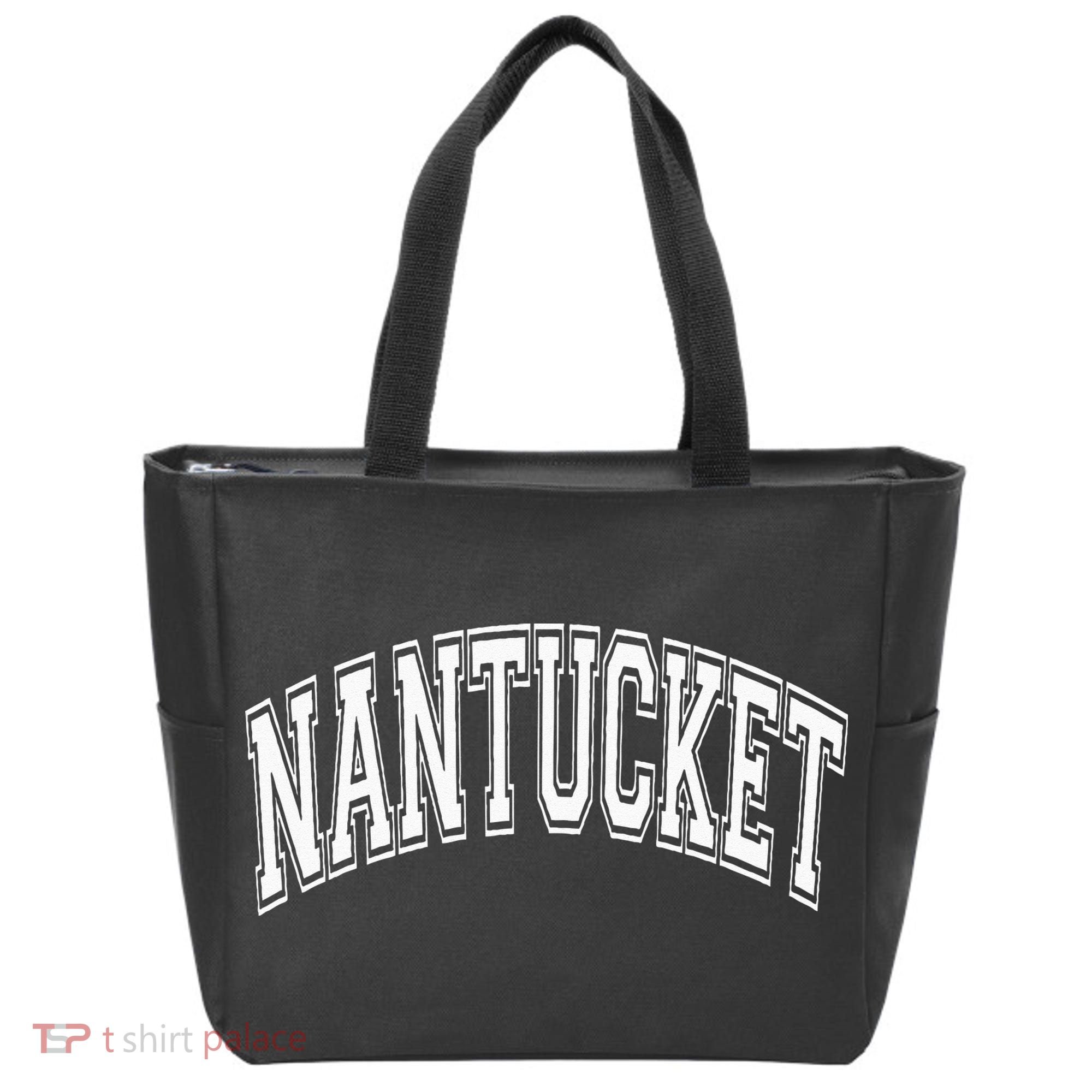 Nantucket Massachusetts Varsity Style Pink With White Text Tote Bag