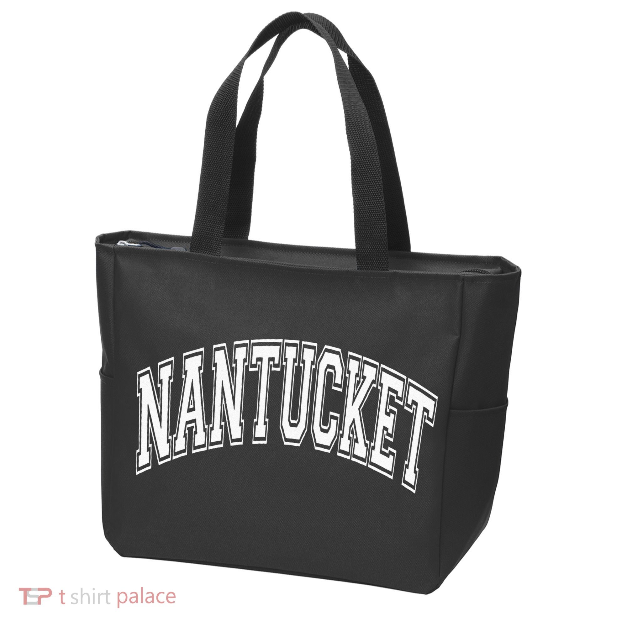 Nantucket Massachusetts Varsity Style Pink With White Text Tote Bag