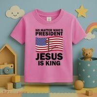 No Matter WhoS President Jesus Is King Toddler T-Shirt thumb 3