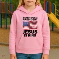 No Matter WhoS President Jesus Is King Kids Hoodie thumb 3