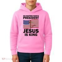 No Matter WhoS President Jesus Is King Kids Hoodie thumb 4