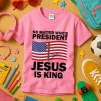 No Matter WhoS President Jesus Is King Kids T-Shirt thumb 3