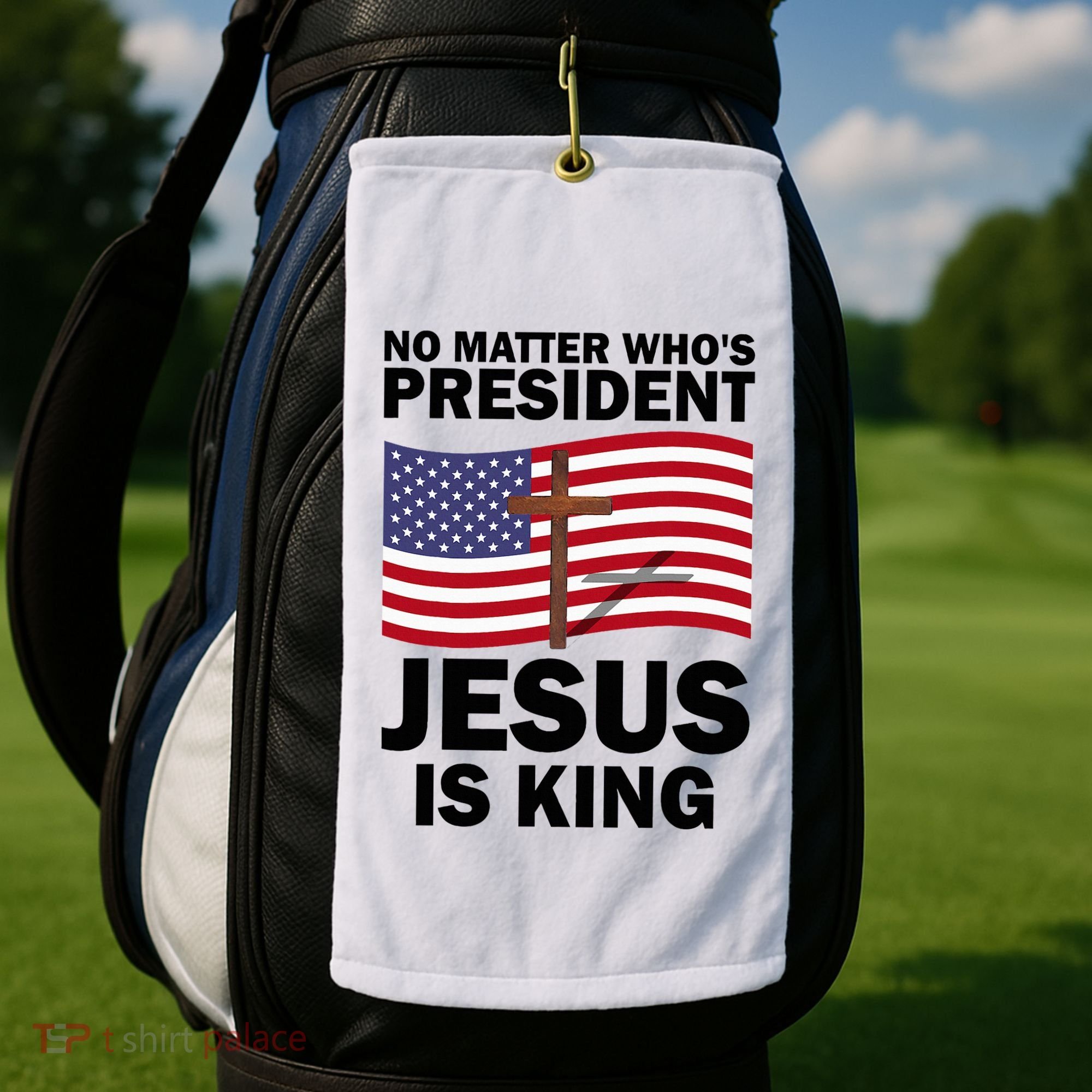 No Matter WhoS President Jesus Is King Golf Towel
