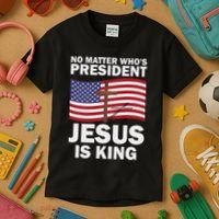 No Matter WhoS President Jesus Is King Kids T-Shirt thumb 3