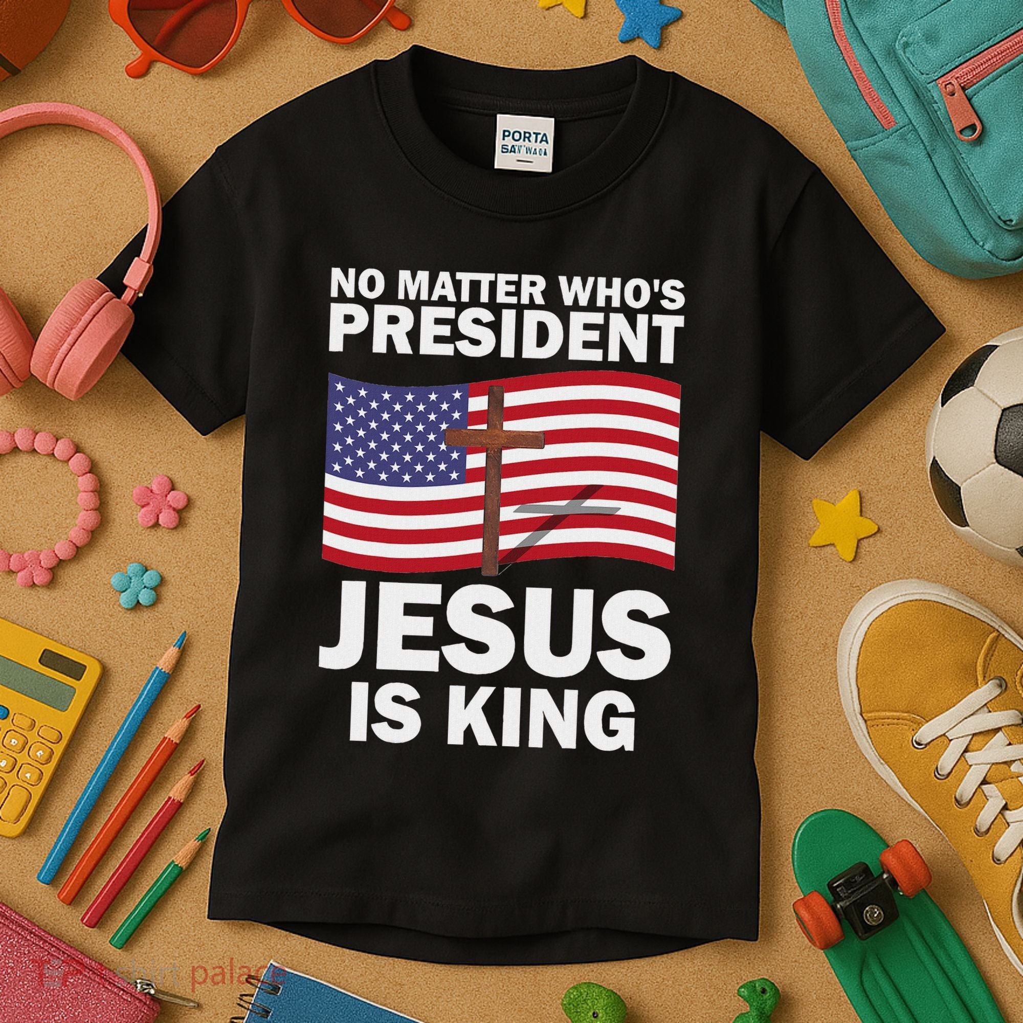 No Matter WhoS President Jesus Is King Kids T-Shirt