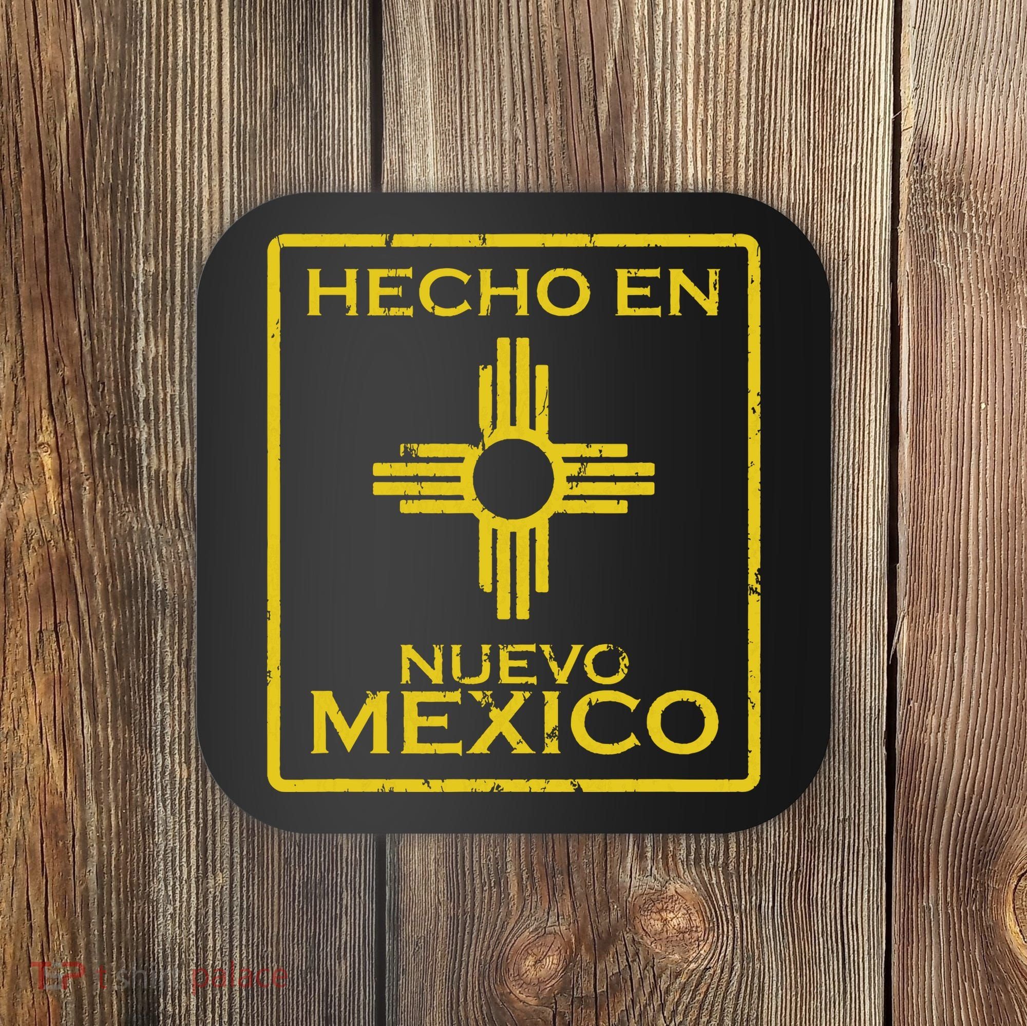 New Mexico Zia Symbol Distressed Hecho En New Mexico Coaster