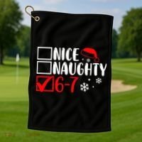 Nice Naughty 67 Funny Christmas Golf Towel thumb 1