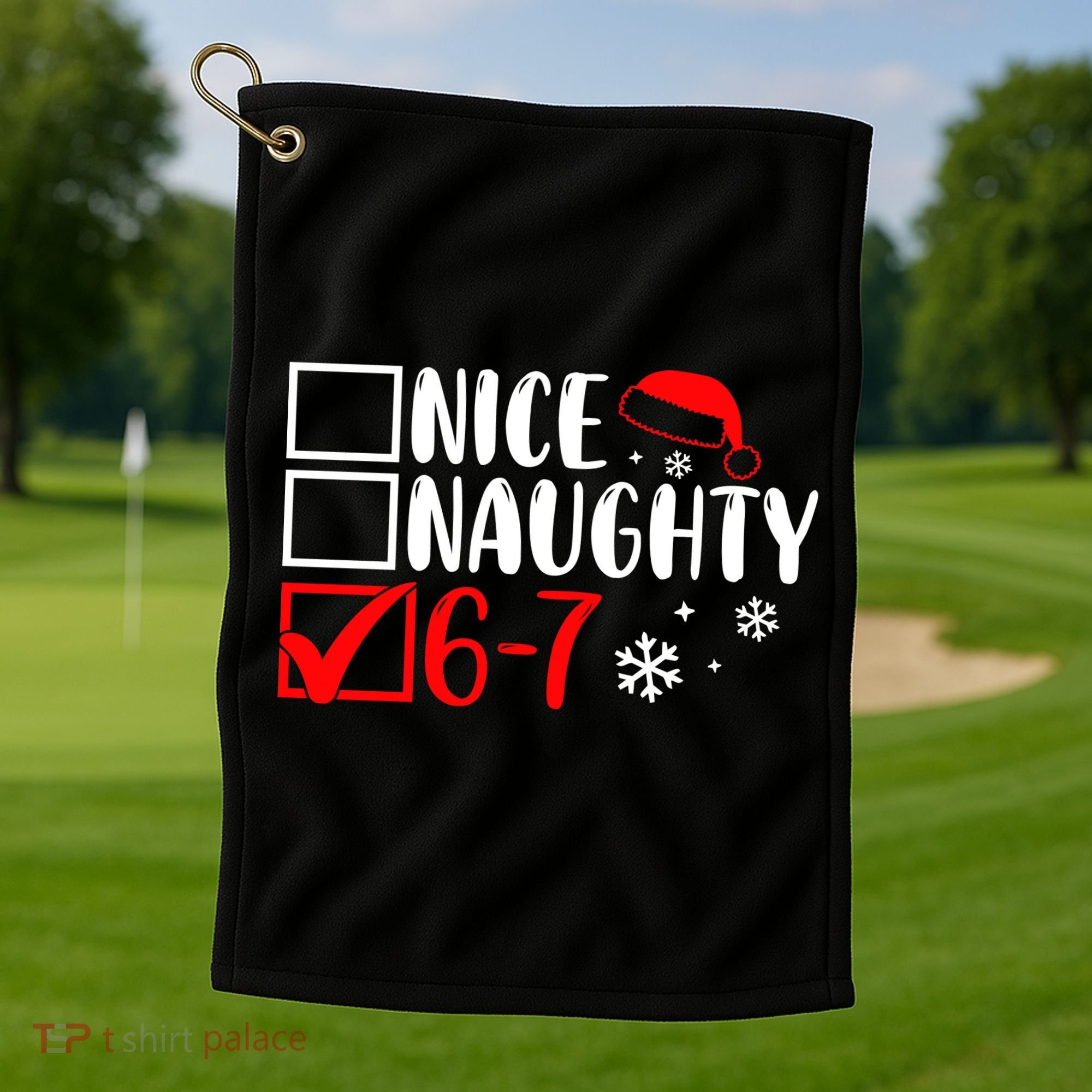 Nice Naughty 67 Funny Christmas Golf Towel