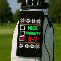 Nice Naughty 6-7 67 Meme Ugly Christmas Golf Towel thumb 2
