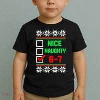Nice Naughty 6-7 67 Meme Ugly Christmas Toddler T-Shirt thumb 2