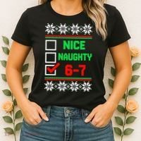 Nice Naughty 6-7 67 Meme Ugly Christmas Women's T-Shirt thumb 2
