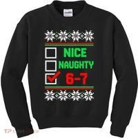 Nice Naughty 6-7 67 Meme Ugly Christmas Kids Sweatshirt thumb 0