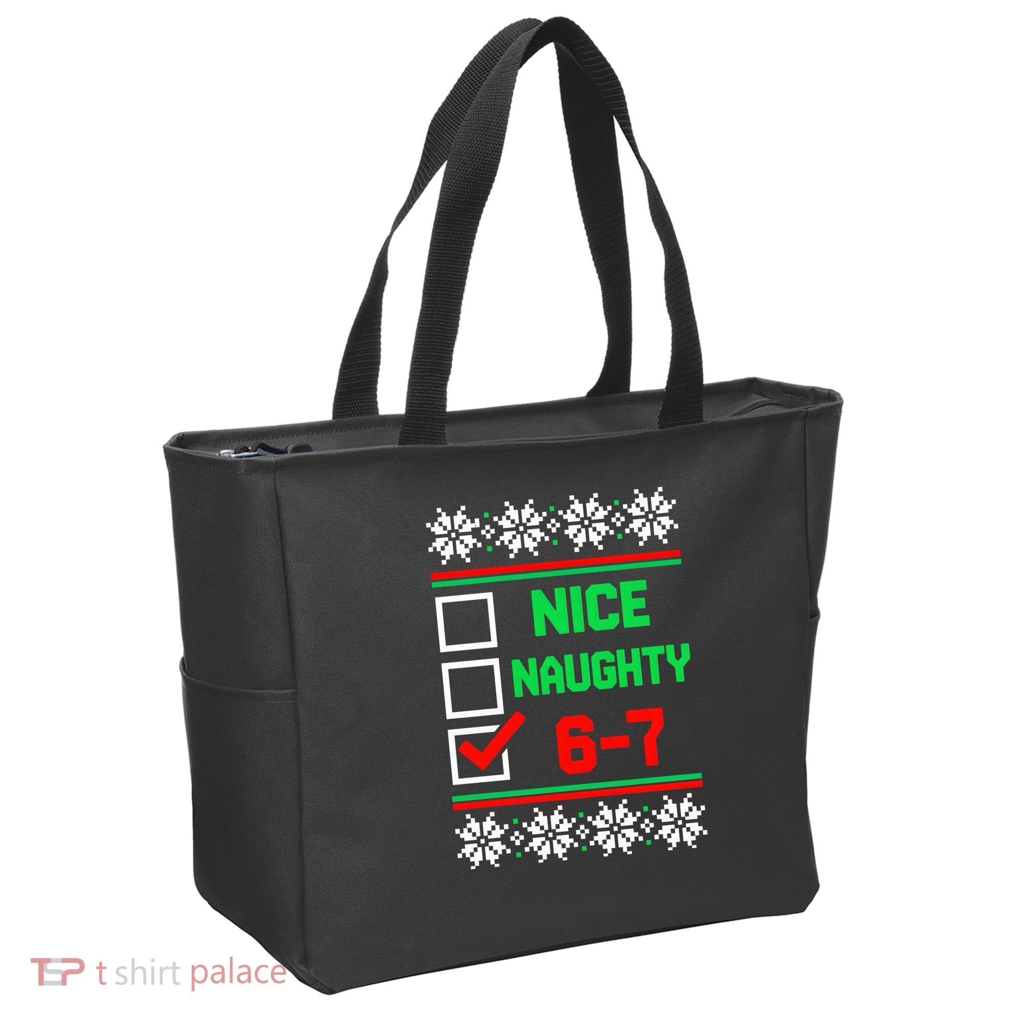 Nice Naughty 6-7 67 Meme Ugly Christmas Tote Bag