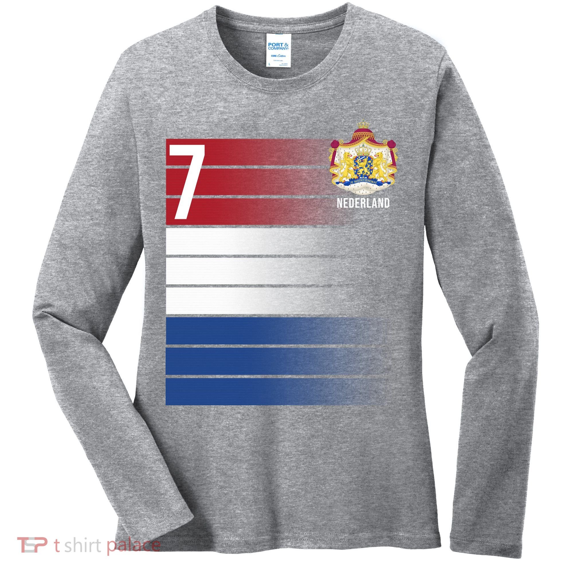 Nederland Number 7 Flag Logo Women's Long Sleeve Shirt