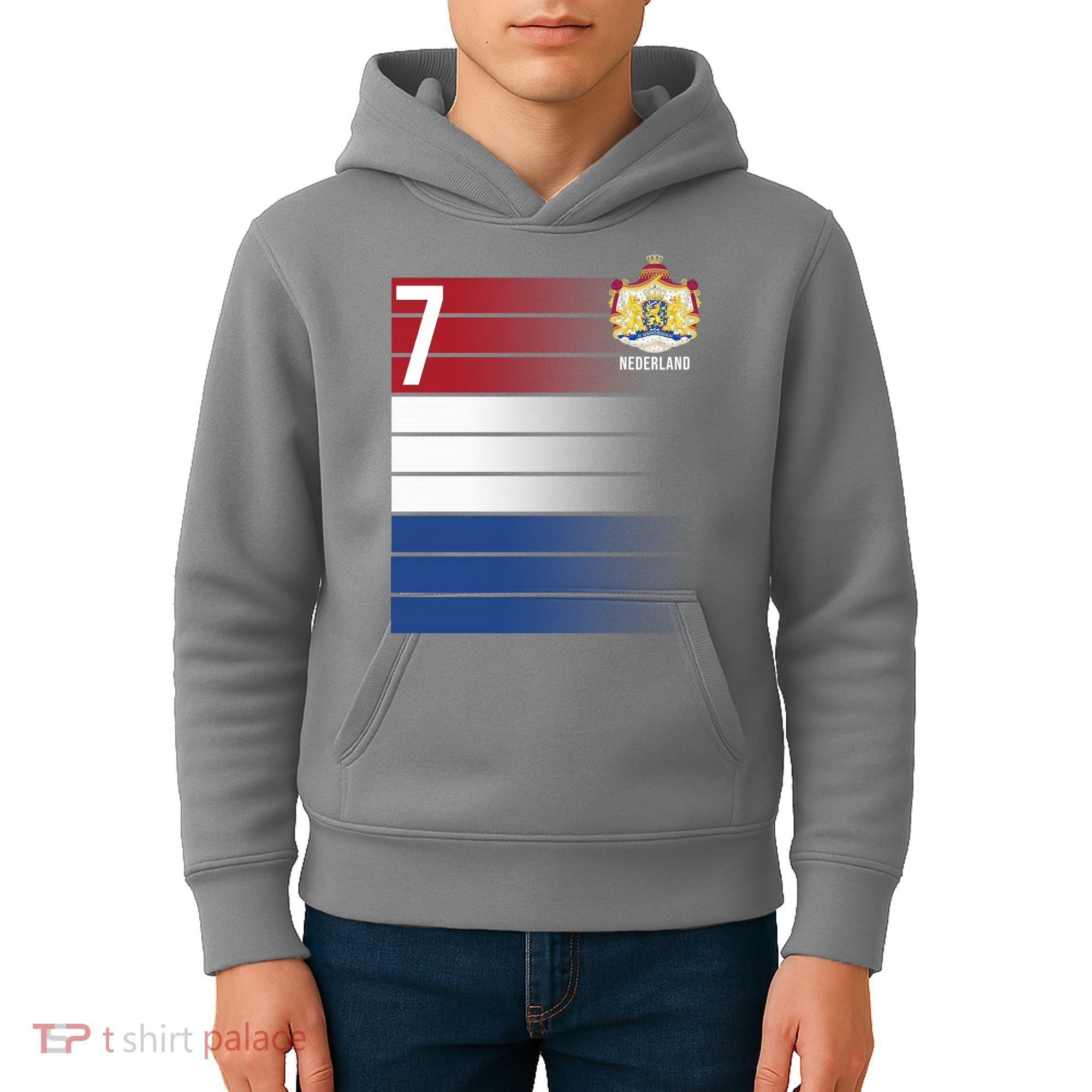 Nederland Number 7 Flag Logo Kids Hoodie