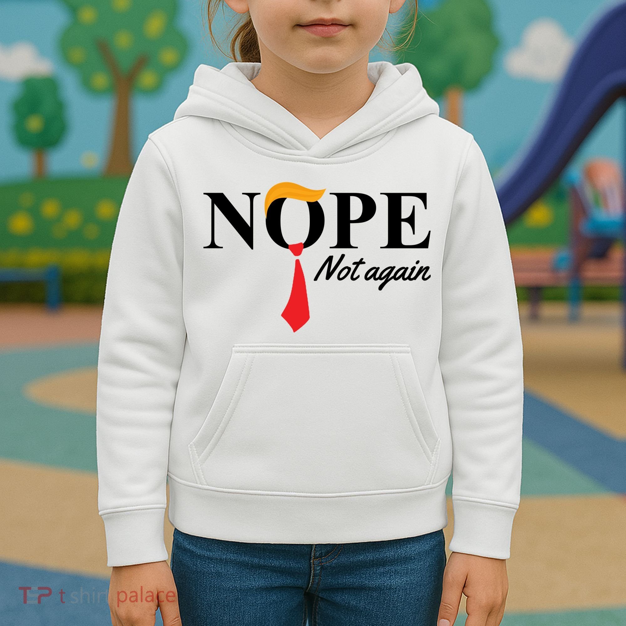 Nope Not Again Donald Trump Funny Kids Hoodie