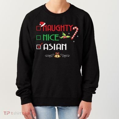 Nice Naughty Asian Gift Group Matching Christmas Xmas Gift Women's Sweatshirt