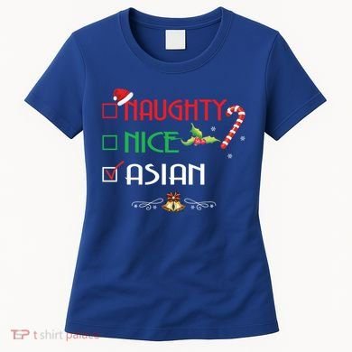 Nice Naughty Asian Gift Group Matching Christmas Xmas Gift Women's T-Shirt
