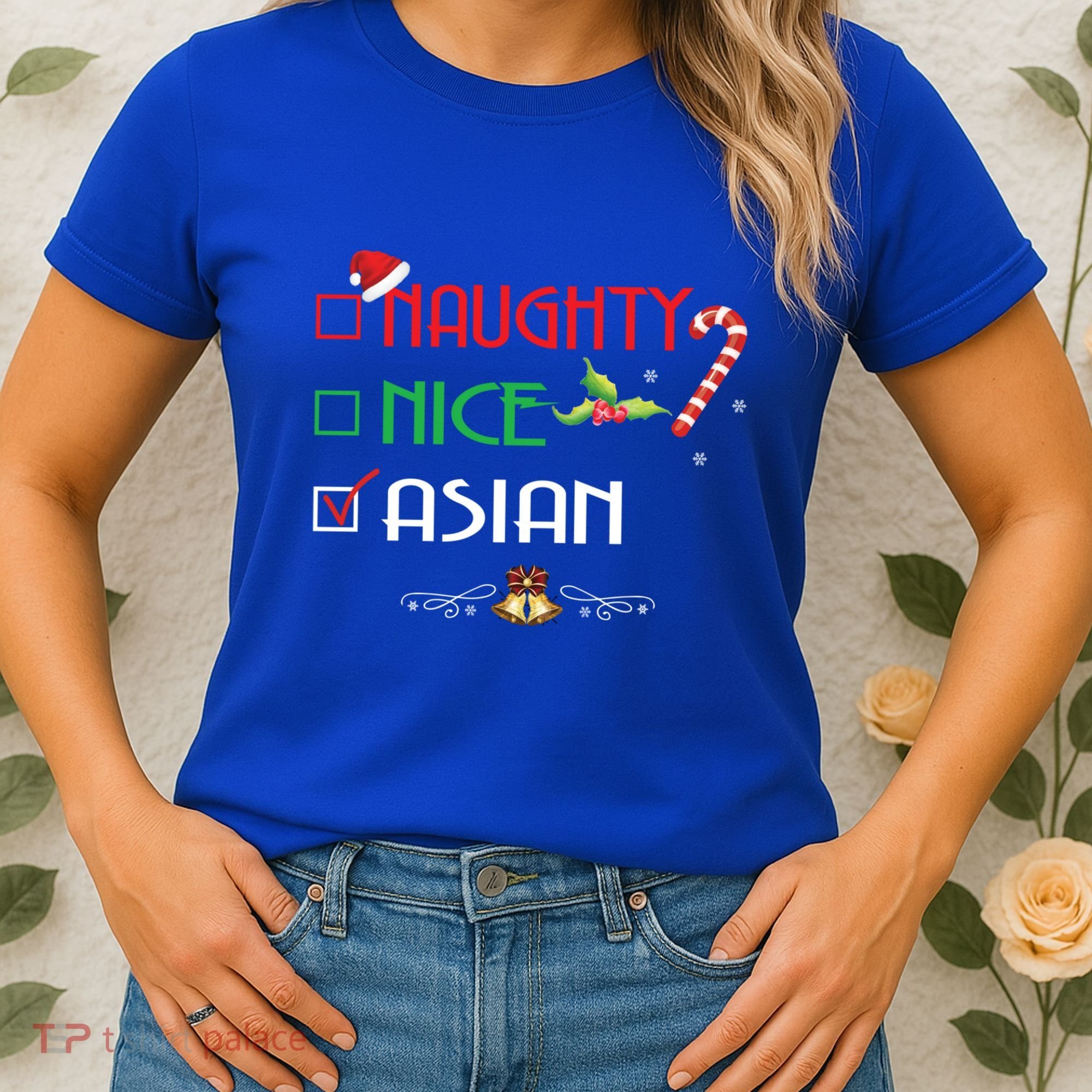 Nice Naughty Asian Gift Group Matching Christmas Xmas Gift Women's T-Shirt