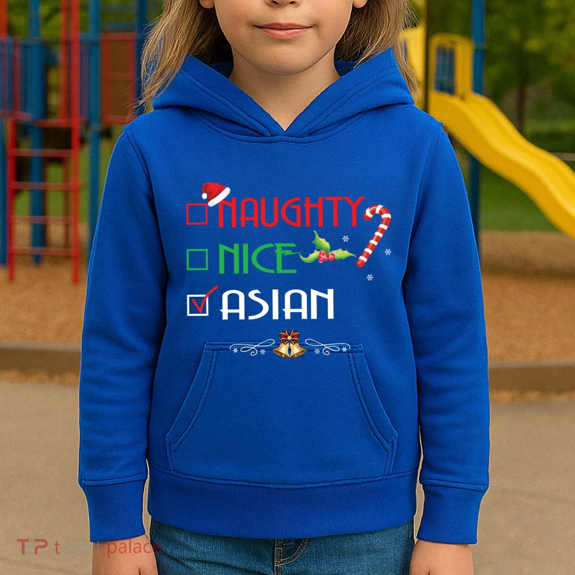 Nice Naughty Asian Gift Group Matching Christmas Xmas Gift Kids Hoodie
