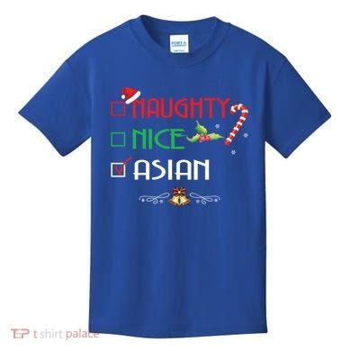 Nice Naughty Asian Gift Group Matching Christmas Xmas Gift Kids T-Shirt