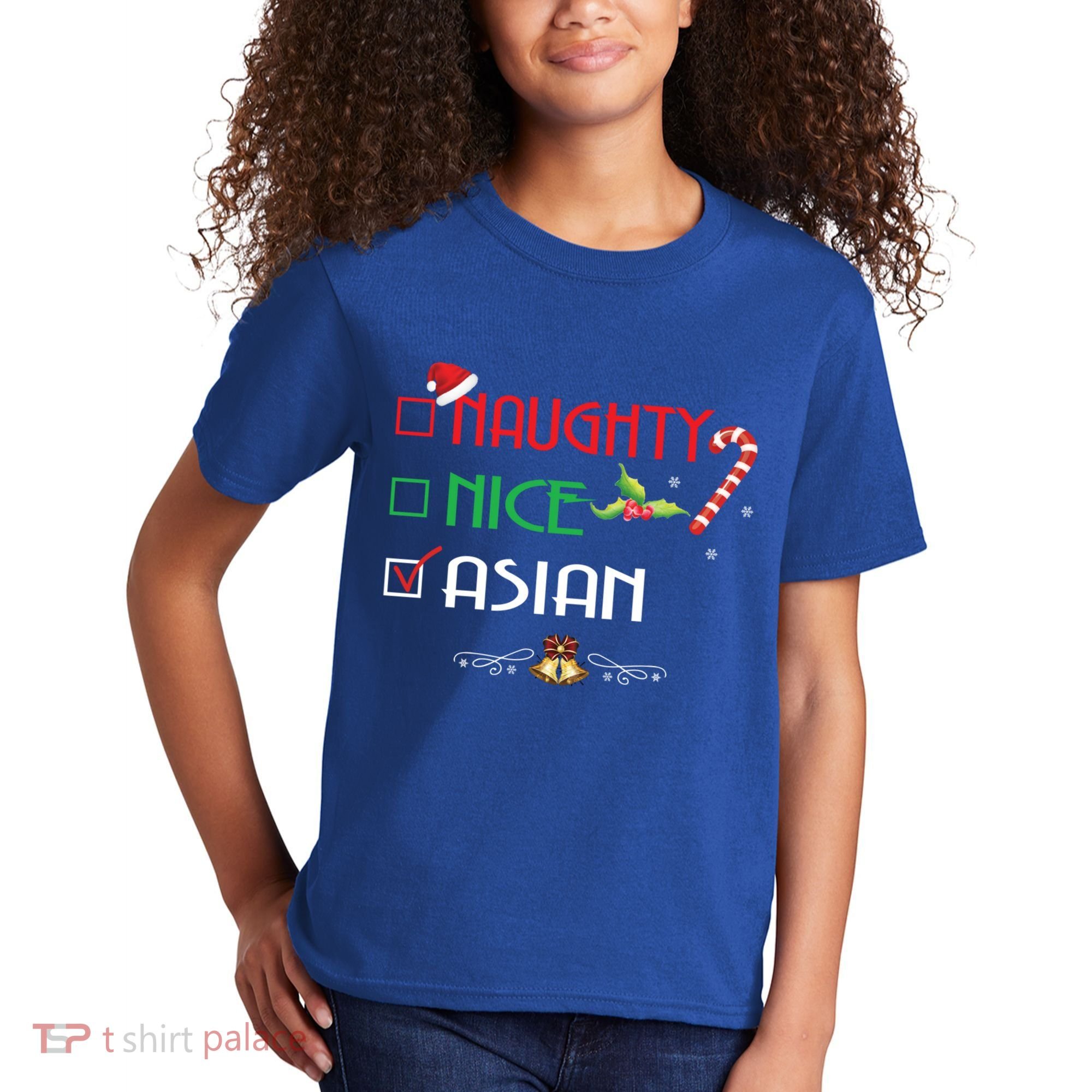 Nice Naughty Asian Gift Group Matching Christmas Xmas Gift Kids T-Shirt