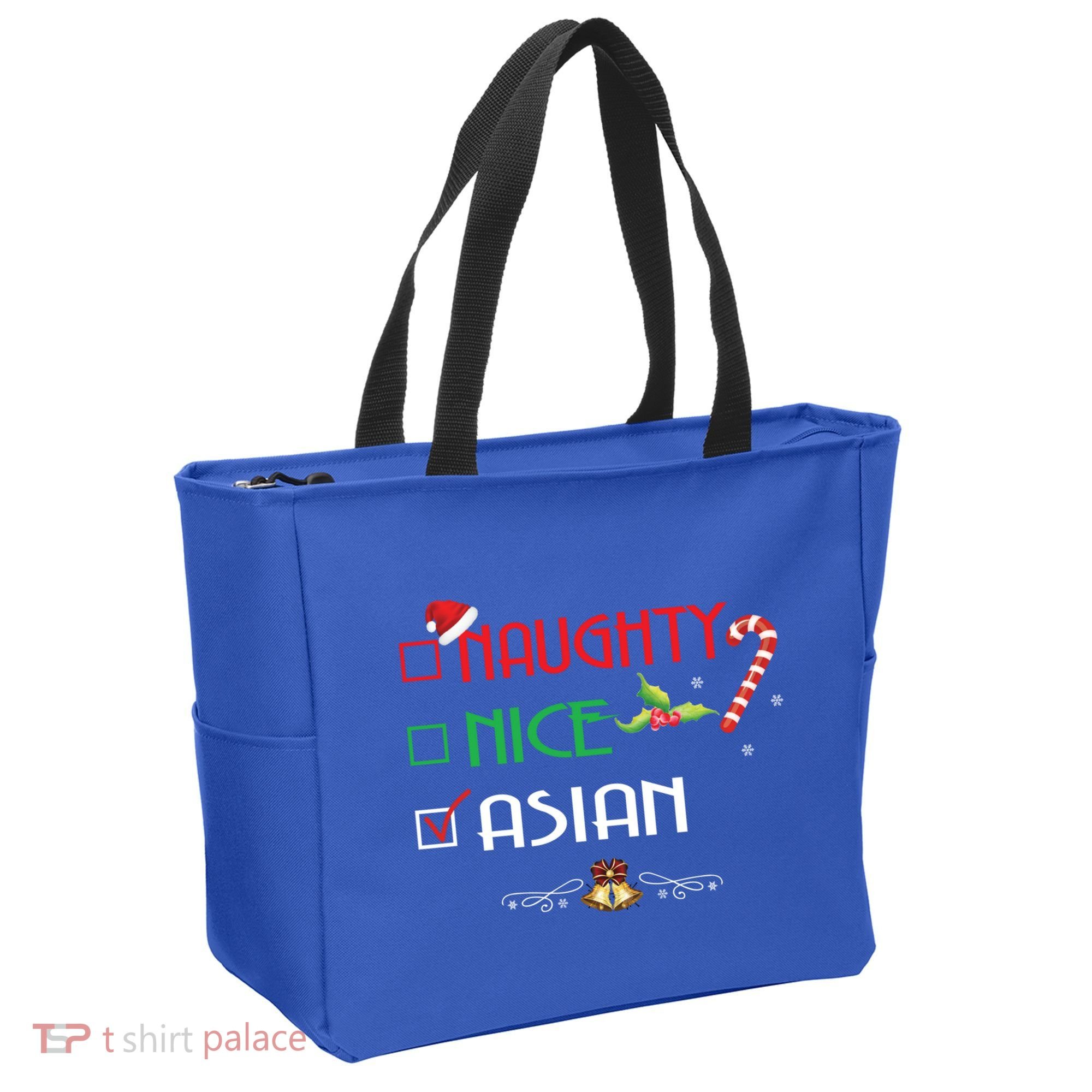 Nice Naughty Asian Gift Group Matching Christmas Xmas Gift Tote Bag