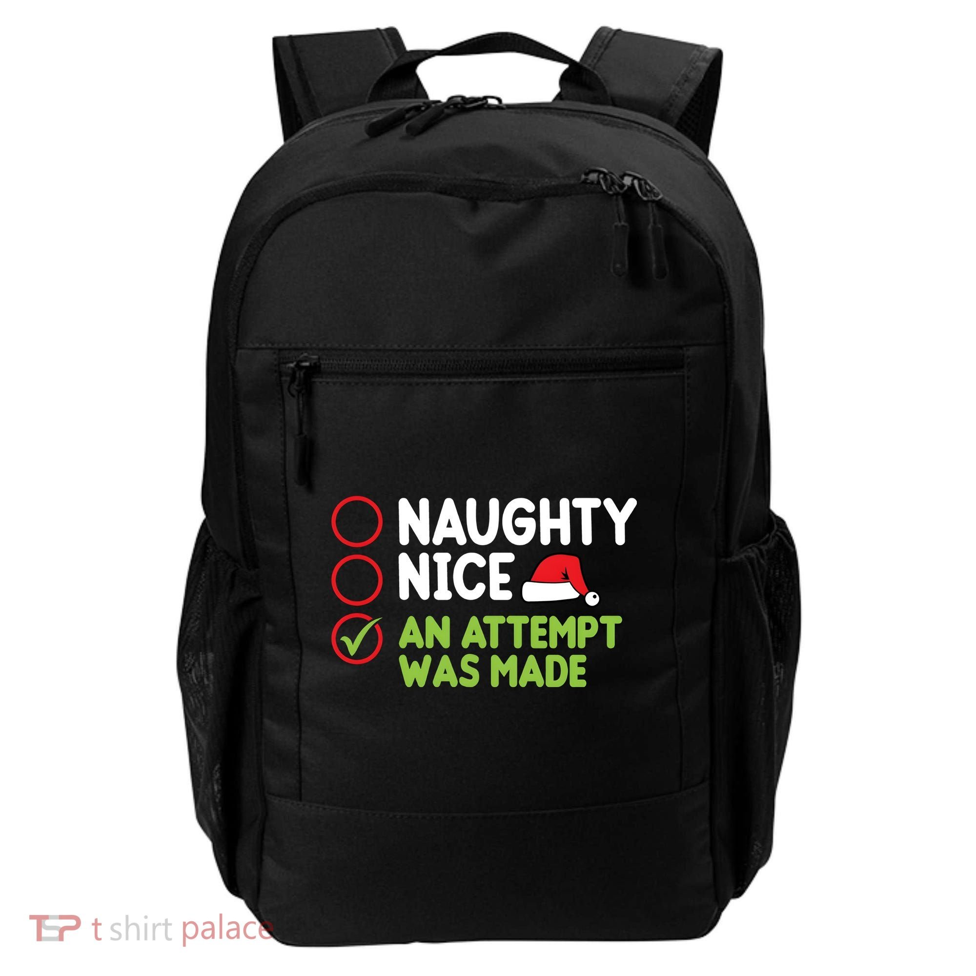 Naughty Nice An Attempt Was Made Funny Christmas Backpack