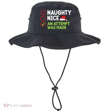 Naughty Nice An Attempt Was Made Funny Christmas Bucket Hat