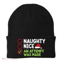 Naughty Nice An Attempt Was Made Funny Christmas Beanie thumb 0