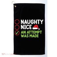 Naughty Nice An Attempt Was Made Funny Christmas Golf Towel thumb 0