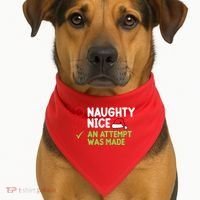 Naughty Nice An Attempt Was Made Funny Christmas USA-Made Doggie Bandana thumb 1