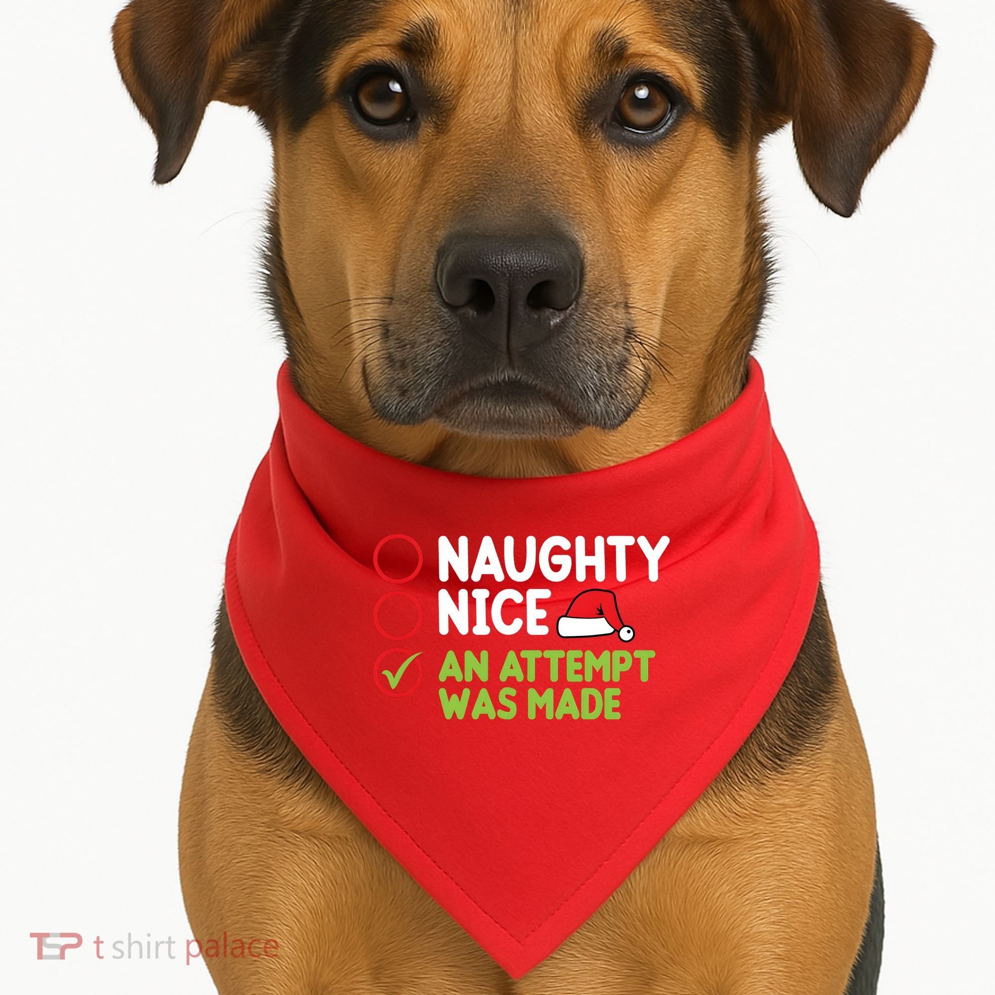 Naughty Nice An Attempt Was Made Funny Christmas USA-Made Doggie Bandana
