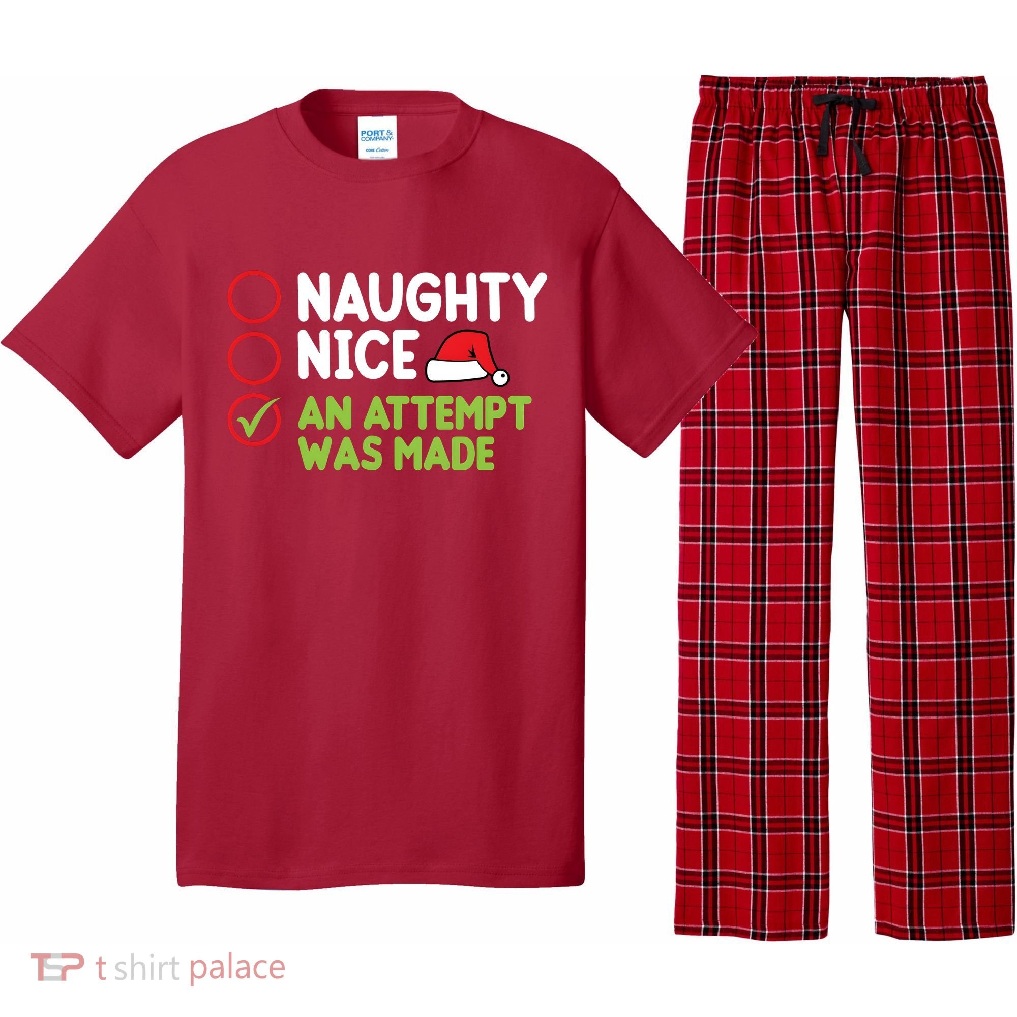 Naughty Nice An Attempt Was Made Funny Christmas Pajama Set