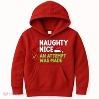 Naughty Nice An Attempt Was Made Funny Christmas Kids Hoodie thumb 0