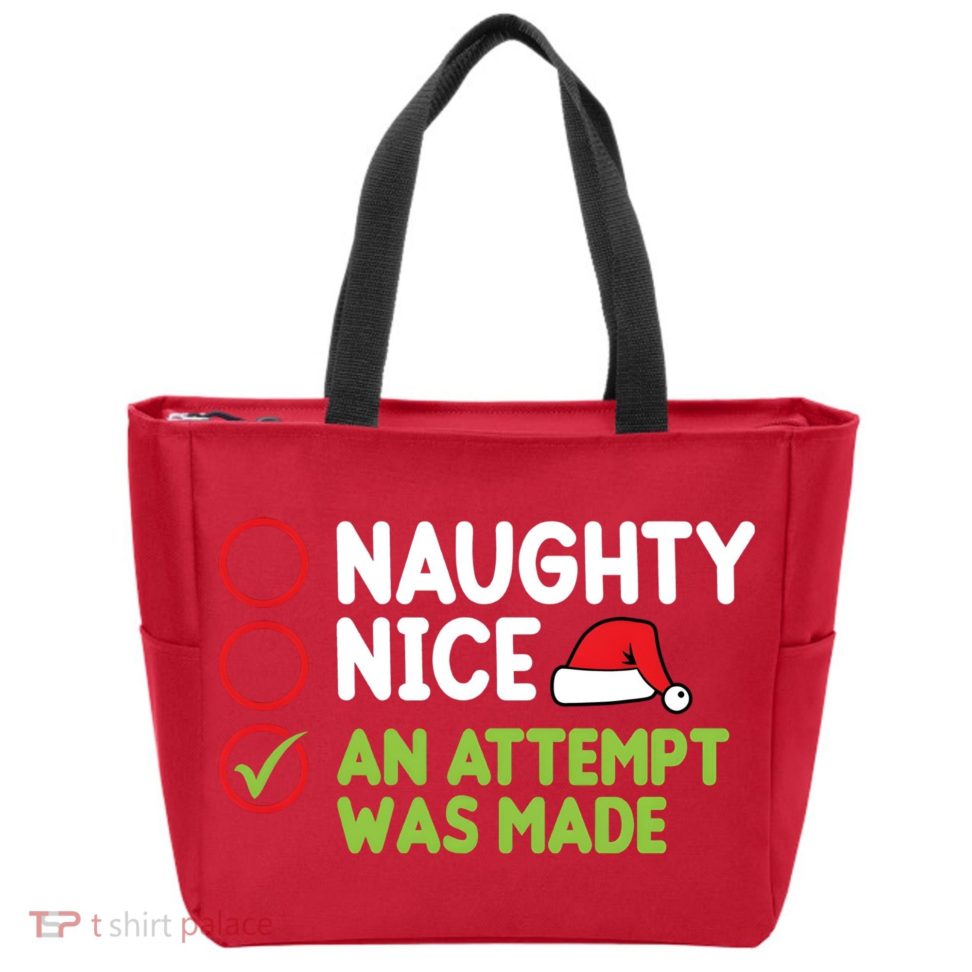 Naughty Nice An Attempt Was Made Funny Christmas Tote Bag