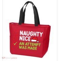 Naughty Nice An Attempt Was Made Funny Christmas Tote Bag thumb 3