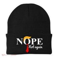 Nope Not Again Funny Trump Beanie thumb 0