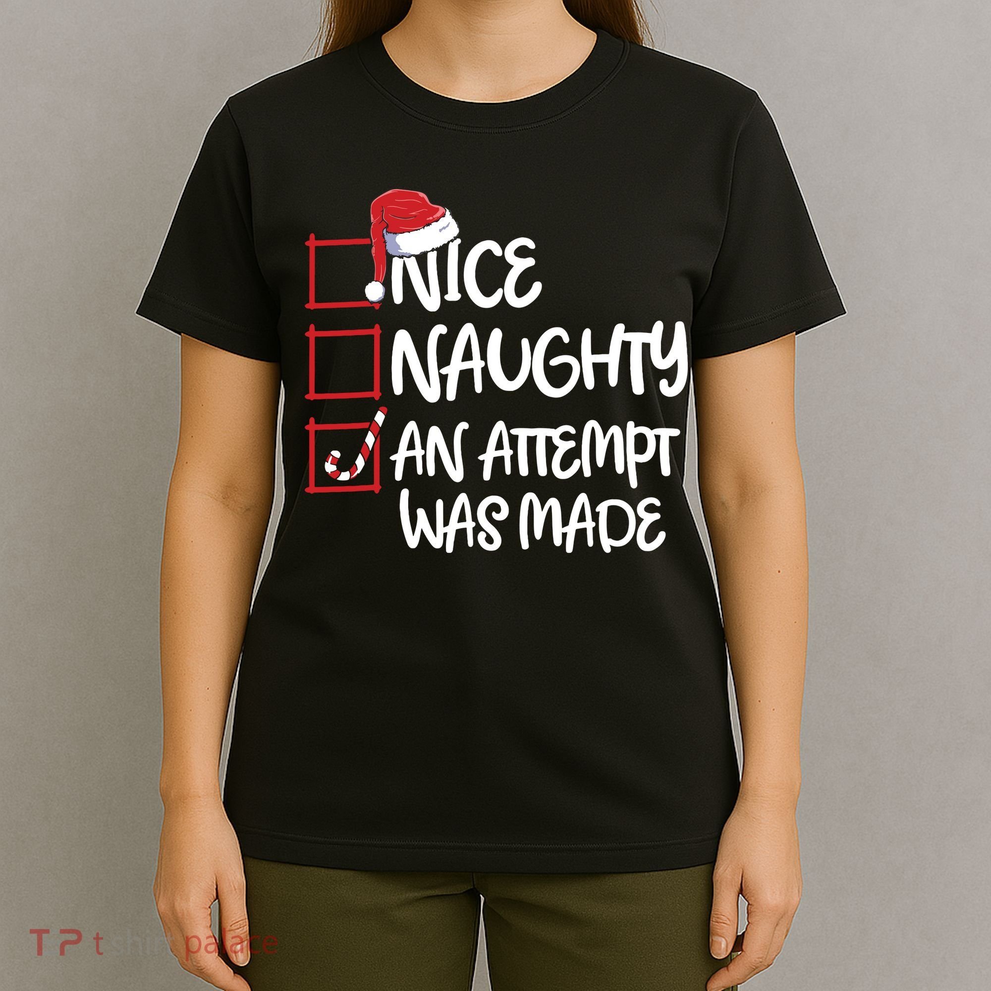 Nice Naughty An Attempt Was Made Christmas List T-Shirt