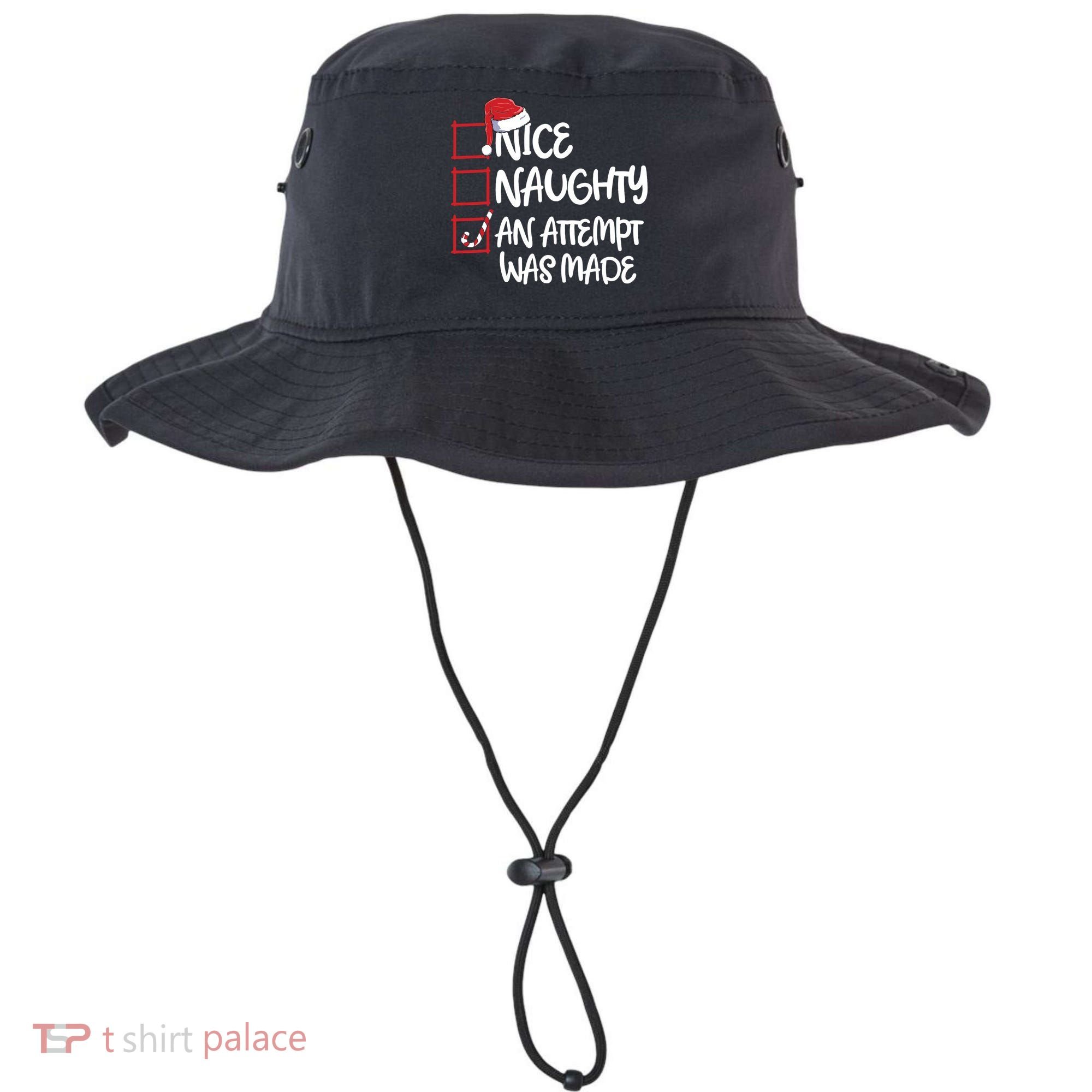 Nice Naughty An Attempt Was Made Christmas List Bucket Hat