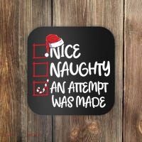 Nice Naughty An Attempt Was Made Christmas List Coaster thumb 0