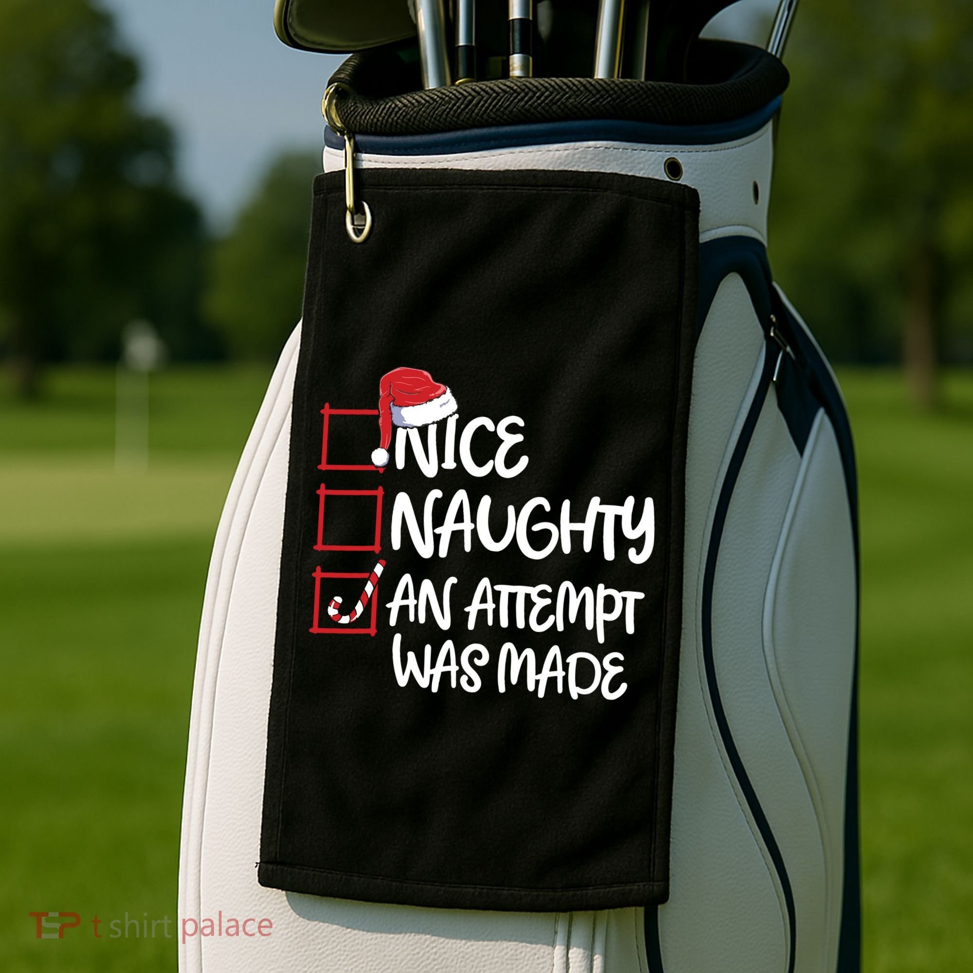 Nice Naughty An Attempt Was Made Christmas List Golf Towel