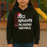 Nice Naughty An Attempt Was Made Christmas List Kids Hoodie thumb 3