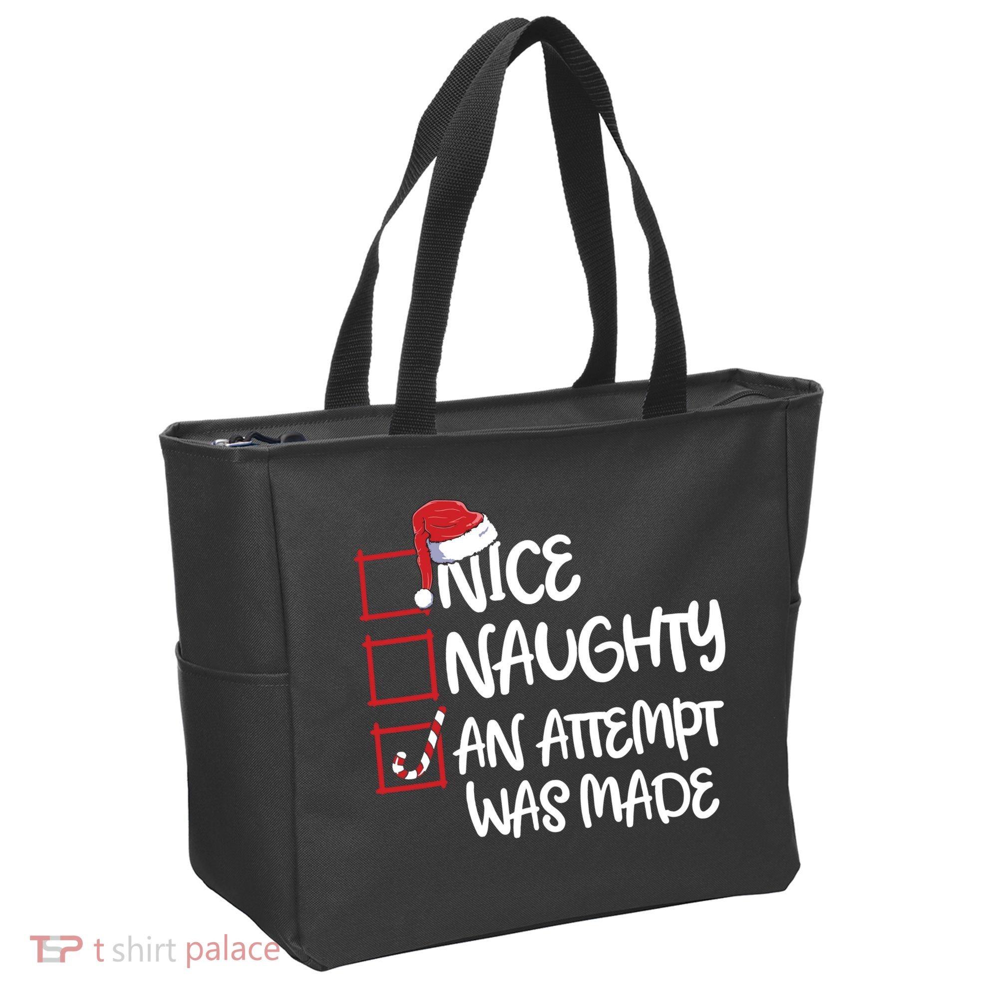 Nice Naughty An Attempt Was Made Christmas List Tote Bag