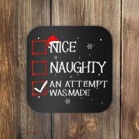 Nice Naughty An Attempt Was Made Christmas List Coaster thumb 0