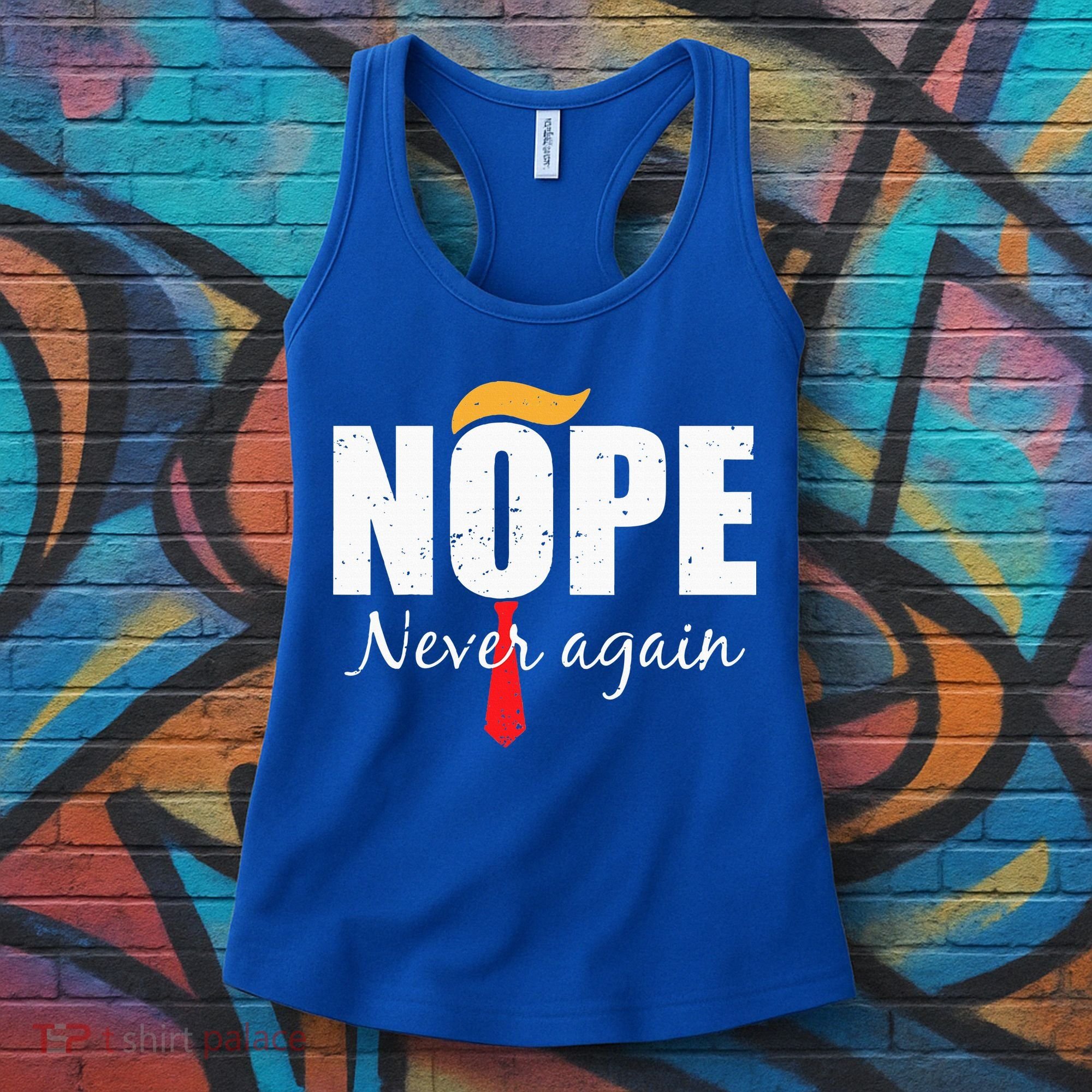 Nope Never Again Funny Trump Hair Women's Tank Top
