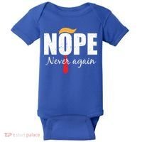 Nope Never Again Funny Trump Hair Baby Bodysuit thumb 0
