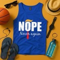 Nope Never Again Funny Trump Hair Tank Top thumb 4